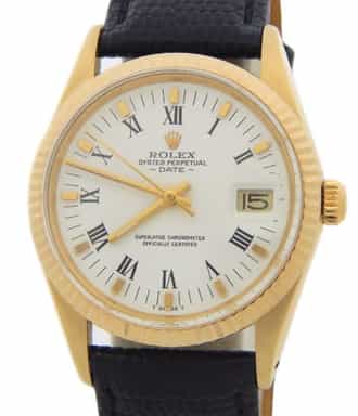 Mens Rolex 14K Yellow Gold 15037 Date Watch with White Roman Dial (SKU 6719388BLAMT)