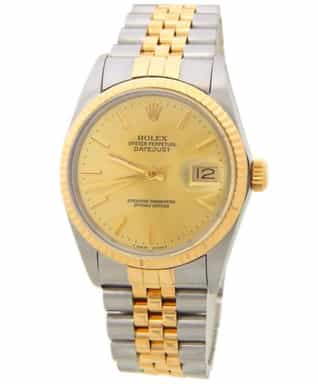 Mens Rolex 2Tone Datejust 16013 Watch with Gold Champagne Dial (SKU 8983114AMT)