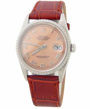 Mens Rolex Stainless Steel Datejust Salmon Roman Dial 16200 Watch (SKU E334277AMT)