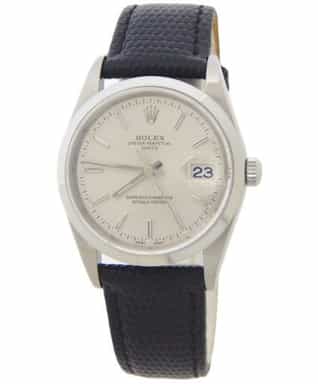 Mens Rolex Stainless Steel Date 15200 Watch Silver Dial with Black Leather Band (SKU P894601AMT)