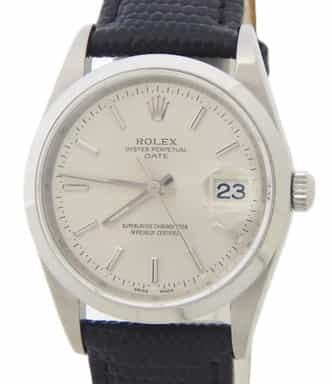 Mens Rolex Stainless Steel Date 15200 Watch Silver Dial with Black Leather Band (SKU P894601AMT)