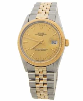 Mens Rolex Two-Tone Date Watch with Champagne Dial 15053 (SKU 9202623AMT)