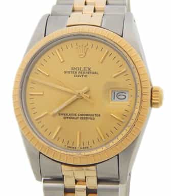 Mens Rolex Two-Tone Date Watch with Champagne Dial 15053 (SKU 9202623AMT)