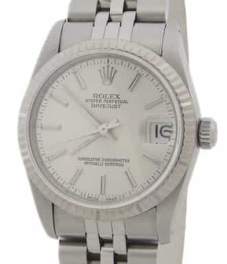 Mid Size Rolex Stainless Steel Datejust Watch with Silver Stick Dial 68274 (SKU L502493AMT)