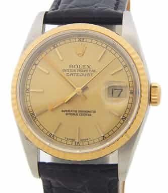 Mens Rolex Two-Tone 18K/SS Datejust Champagne Dial 16233 (SKU L586263AMT)