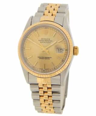 Mens Rolex Two-Tone 18K/SS Datejust Watch Champagne Dial 16233 (SKU 16233FPJAMT)