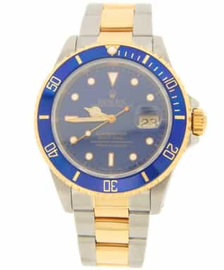 Mens Rolex Two-Tone 18K/SS Submariner Watch with Blue Dial 16613 (SKU 16613FPAMT)