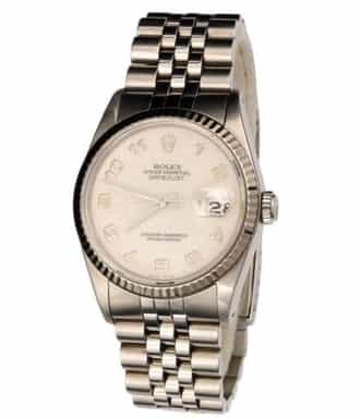 Mens Rolex Stainless Steel 16234 Datejust Watch Ivory Arabic Dial (SKU E778012JAMT)