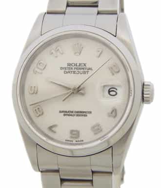 Mens Rolex Stainless Steel Datejust Watch with Ivory Anniversary AKA Jubilee Dial 16200 (SKU F233580AMT)
