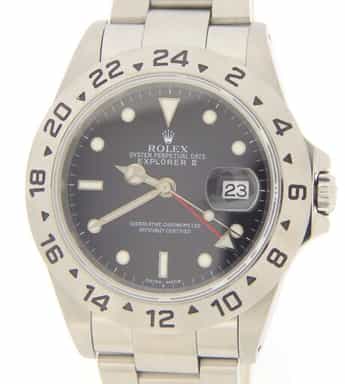 Mens Rolex 16570 Stainless Steel Explorer II Watch with Black Dial (SKU K283798AMT)