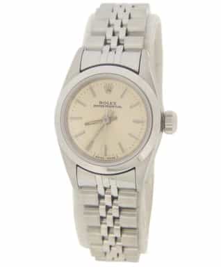 Ladies Rolex Stainless Steel Oyster Perpetual 67180 Watch Silver Stick Dial (SKU R602618AMT)
