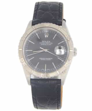 Mens Rolex Stainless Steel Datejust Turn-O-Graph Black 16264 (SKU 16264BFPAMT)