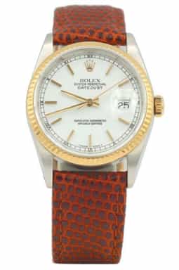 Mens Rolex Two-Tone 18K/SS Datejust Watch White Dial 16233 (SKU E540560AMT)