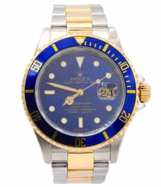 Mens Rolex Two-Tone 18K/SS Submariner Watch Blue Dial 16613 (SKU Z862534FPAMT)