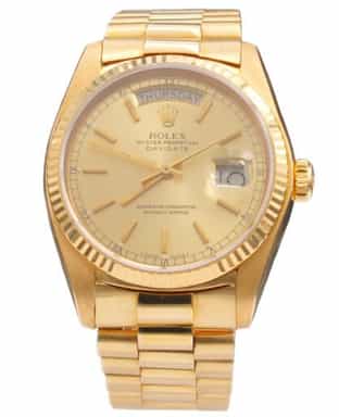 Mens Rolex 18K Gold Day-Date President Watch Gold Champagne Dial 18038 (SKU 5386463AMT)