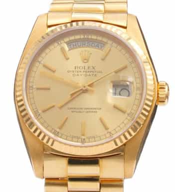 Mens Rolex 18K Gold Day-Date President Watch Gold Champagne Dial 18038 (SKU 5386463AMT)