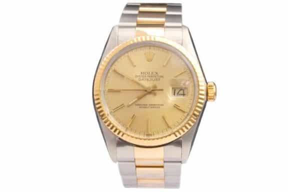 Mens Rolex Two-Tone 16013 Datejust Watch Gold Champagne Dial (SKU 8651886AOAMT)