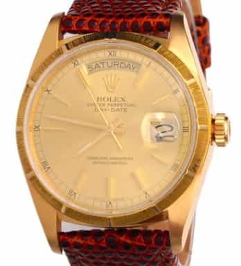 Mens Rolex 18K Gold Day-Date Watch with Gold Champagne Dial 18078 (SKU 9582414AMT)