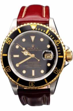 Mens Rolex Two-Tone Submariner 16613T Watch with Black Dial (SKU Z878762BRAMT)