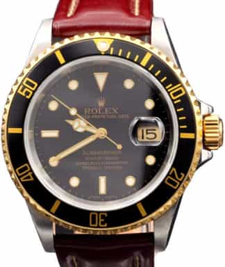 Mens Rolex Two-Tone Submariner 16613T Watch with Black Dial (SKU Z878762BRAMT)