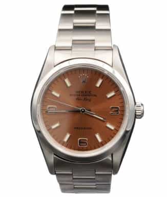 Mens Rolex Stainless Steel Air-King Watch Salmon Arabic Dial 14000 (SKU U668417SAMT)