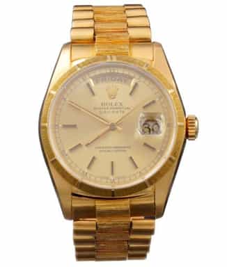 Mens Rolex 18K Gold Day-Date President Watch Ref. 18078 Bark Finish (SKU 9582414FPAMT)