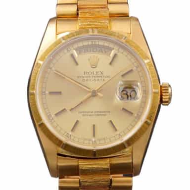 Mens Rolex 18K Gold Day-Date President Watch Ref. 18078 Bark Finish (SKU 9582414FPAMT)