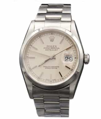 Mens Rolex Stainless Steel Datejust Silver Dial and Oyster Band 16200 (SKU 16200FPOAMT)