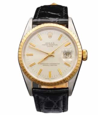 Mens Rolex Two-Tone 18K/SS Date 15223 Watch Silver Dial (SKU S408410BLAMT)