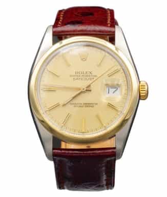 Mens 2Tone Rolex Datejust Watch Ref. 16003 with Yellow Gold Smooth Finish Bezel (SKU 5230362BRAMT)