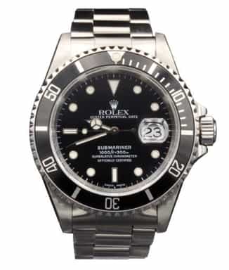 Mens Rolex Stainless Steel Submariner Watch Black Dial 16610 (SKU A795348AMT)