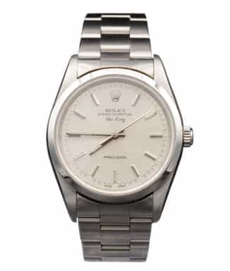 Mens Rolex Stainless Steel Air-King Silver Dial Oyster Band 14000M Watch (SKU F660045AMT)
