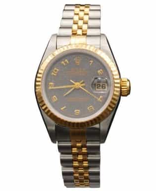 Ladies Rolex Two-Tone 18K/SS Datejust Watch Slate Gray Arabic Dial 69173 (SKU 69173SGFPAMT)