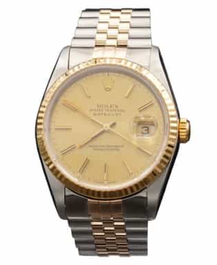 Mens Rolex Two-Tone Datejust Watch Gold Champagne Dial 16233 (SKU E773360AJAMT)
