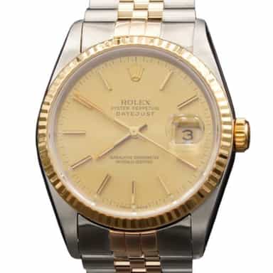 Mens Rolex Two-Tone Datejust Watch Gold Champagne Dial 16233 (SKU E773360AJAMT)