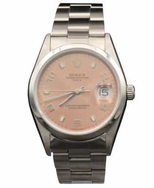Mens Rolex Stainless Steel Date Watch Salmon Arabic Dial 15200 (SKU P222946AMT)