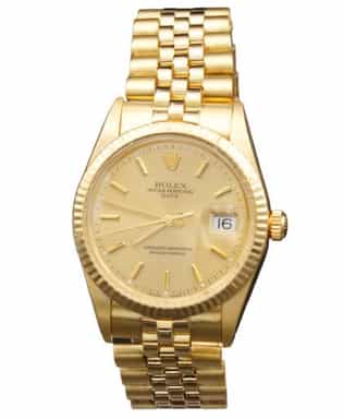 Mens Rolex 14K Yellow Gold Date Watch Gold Champagne Dial 15037 (SKU 9426499AMT)
