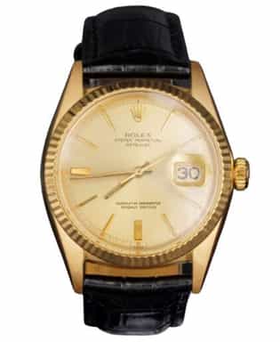 Mens Rolex 18K Yellow Gold Datejust Watch Gold Champagne Dial 1601 (SKU 1261041BLAMT)