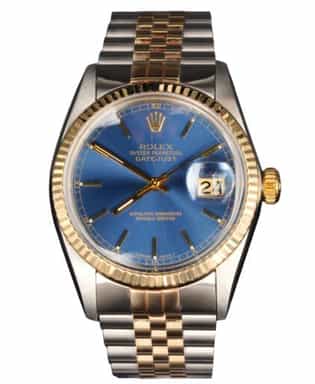 Mens Rolex Two-Tone Datejust Watch Blue Dial 16013 (SKU DJ8881511MT)