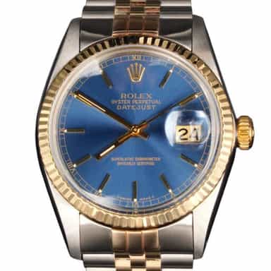 Mens Rolex Two-Tone Datejust Watch Blue Dial 16013 (SKU DJ8881511MT)