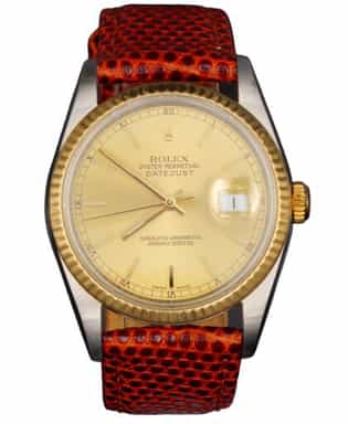 Mens Rolex Two-Tone 18K/SS Datejust Watch Gold Champagne Dial 16233 (SKU E540560GAMT)