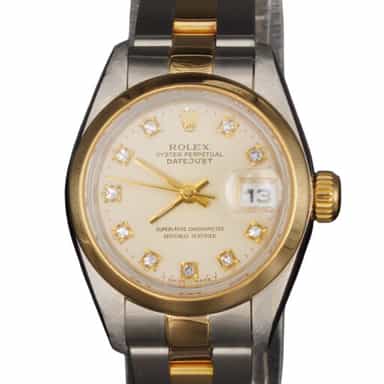 Ladies Rolex Two-Tone 18K/SS Datejust Watch Silver Diamond Dial 69163 (SKU 69163AFPAMT) (Copy)