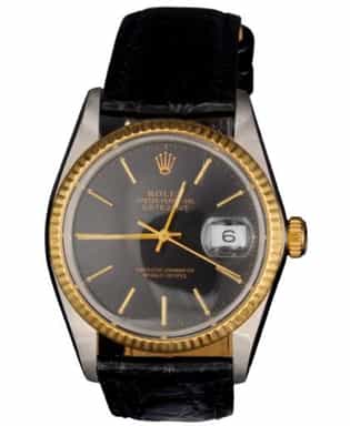 Mens Rolex Two-Tone Datejust 16013 Watch with Black Dial (SKU 16013FPBAMT)