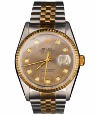 Mens Rolex Two-Tone Datejust Factory Diamond Dial 16233 (SKU W478639AMT)