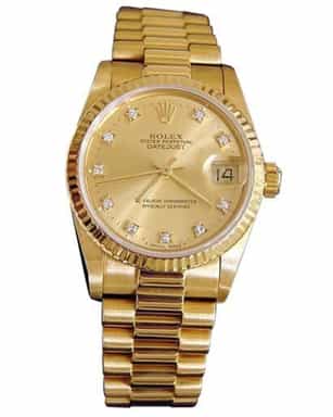 Mid Size Rolex 18K Yellow Gold Datejust Champagne Diamond 68278 (SKU R541045MT)