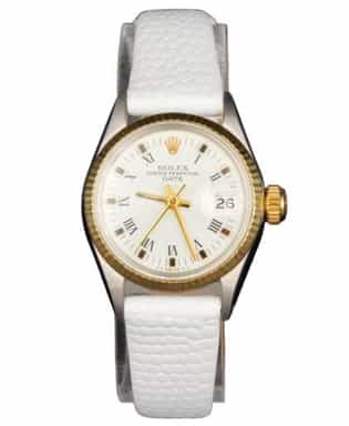 Ladies Rolex Two-Tone 14K/SS Date Watch White Roman Dial 6517 (SKU 2080112AMT)