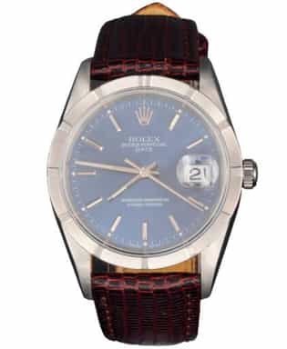 Mens Rolex Stainless Steel Date Watch Blue Dial 15210 (SKU U153695AMT)