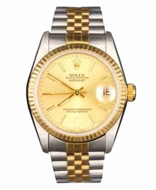 Mid Size Rolex Two-Tone Datejust Watch Gold Champagne Dial 68273 (SKU R955284JAMT)