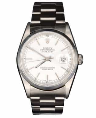 Mens Rolex Stainless Steel Datejust Watch White Dial 16200 (SKU P762742AMT)