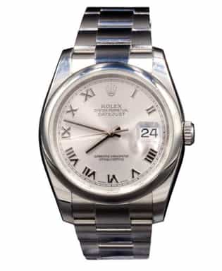 Mens Rolex Stainless Steel Datejust Watch Silver Roman Dial 116200 (SKU 116200FPOAMT)